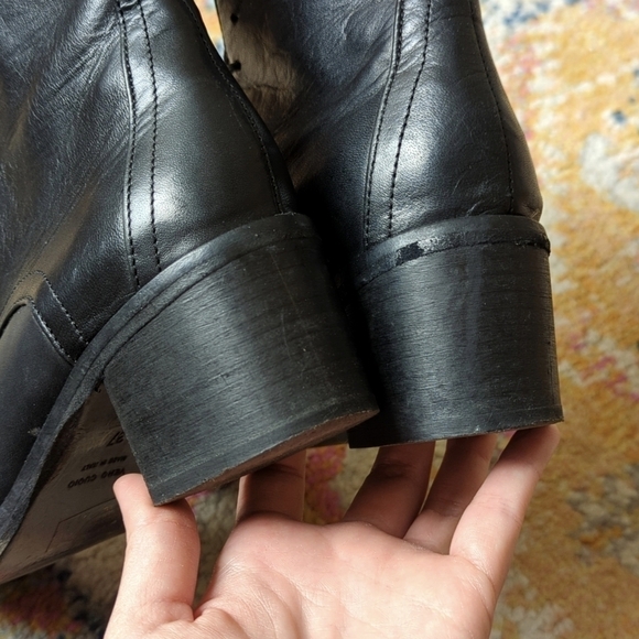 Latitude Femme Classic Genuine Leather Lace Up Block Heeled Ankle Boots Black 37 - Picture 15 of 16